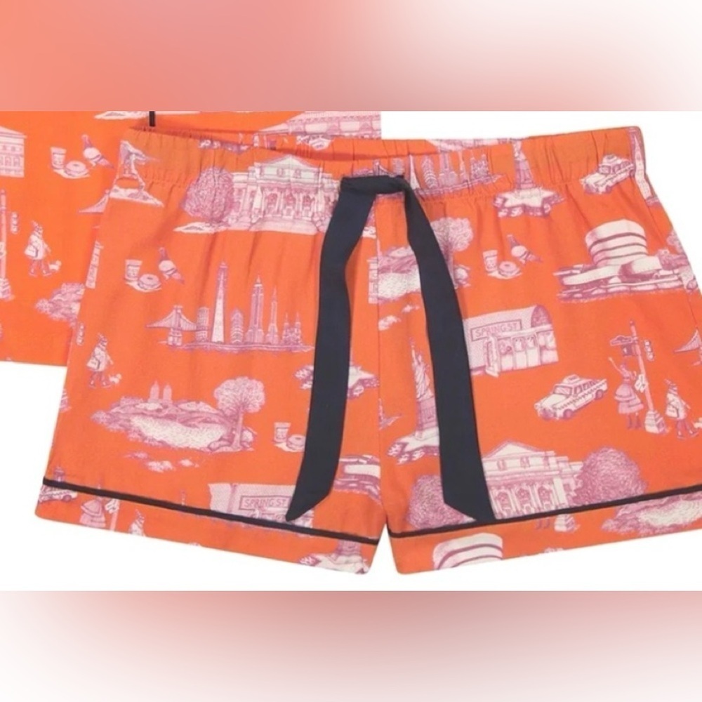 Katie Kime New York Toile Pajama Lounge Short Women 3X Orange White Purple